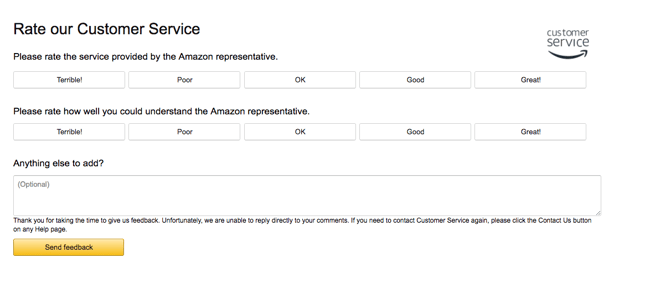 customer service survey brand examples- amazon