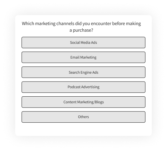 Customer Onboarding Survey Question on Marketing Information