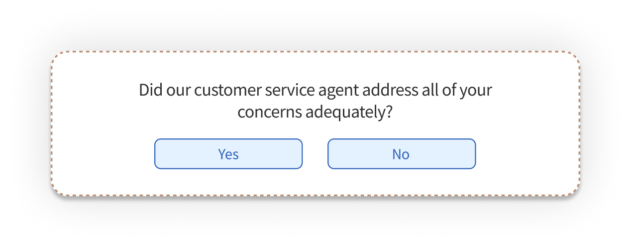 Customer service survey question addressing concern