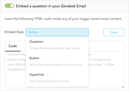 Embed Survey Question in Zendesk Email