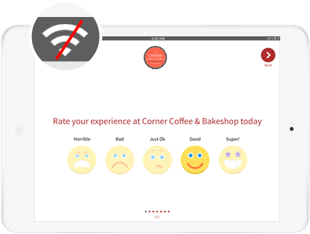 Offline survey app asking for customer feedback 