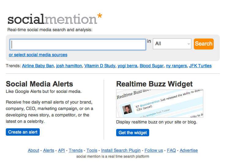Market Research Tool Social Mention