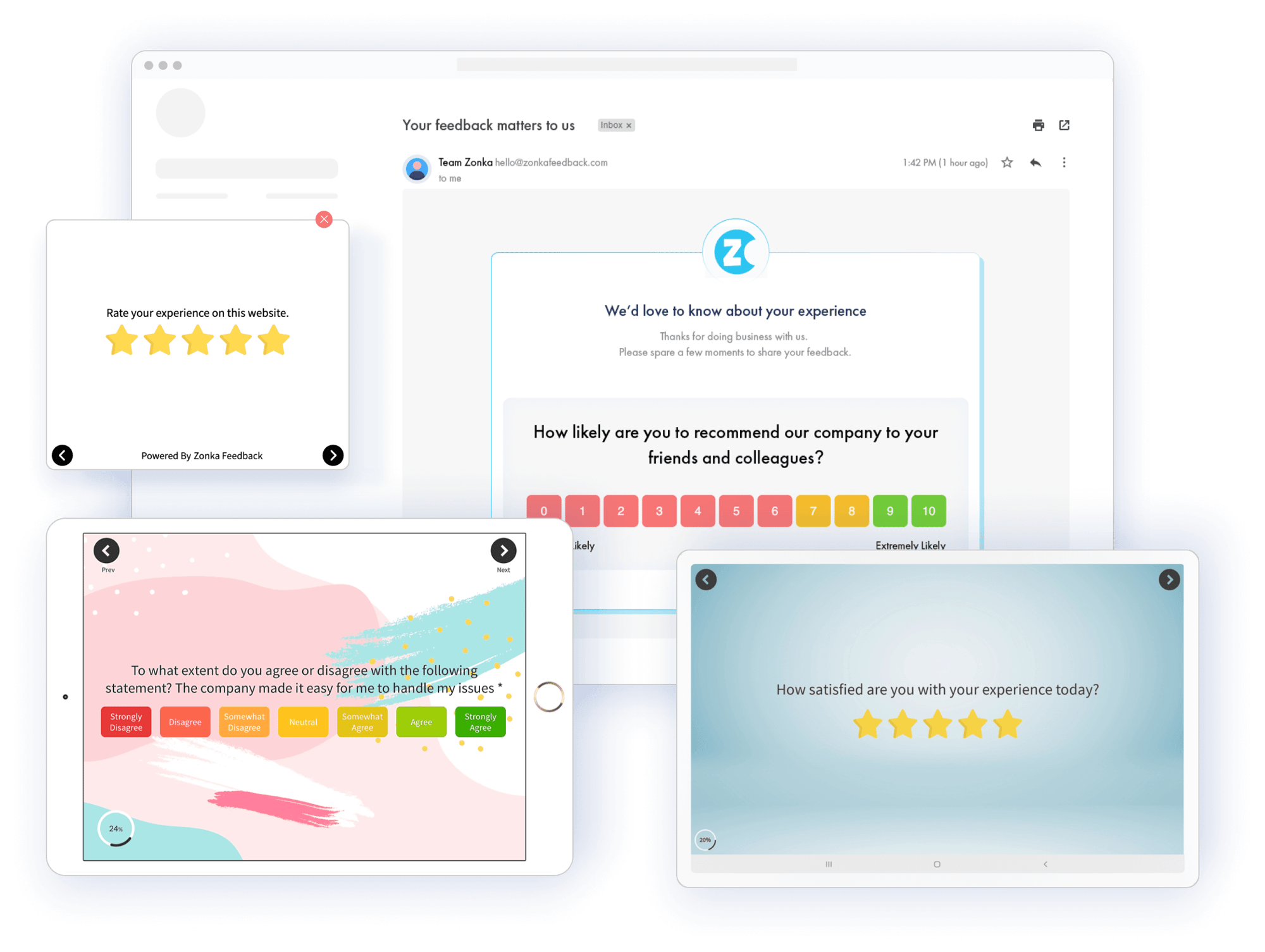 NPS Desktop, CSAT, CES Widget Tab Hero Image