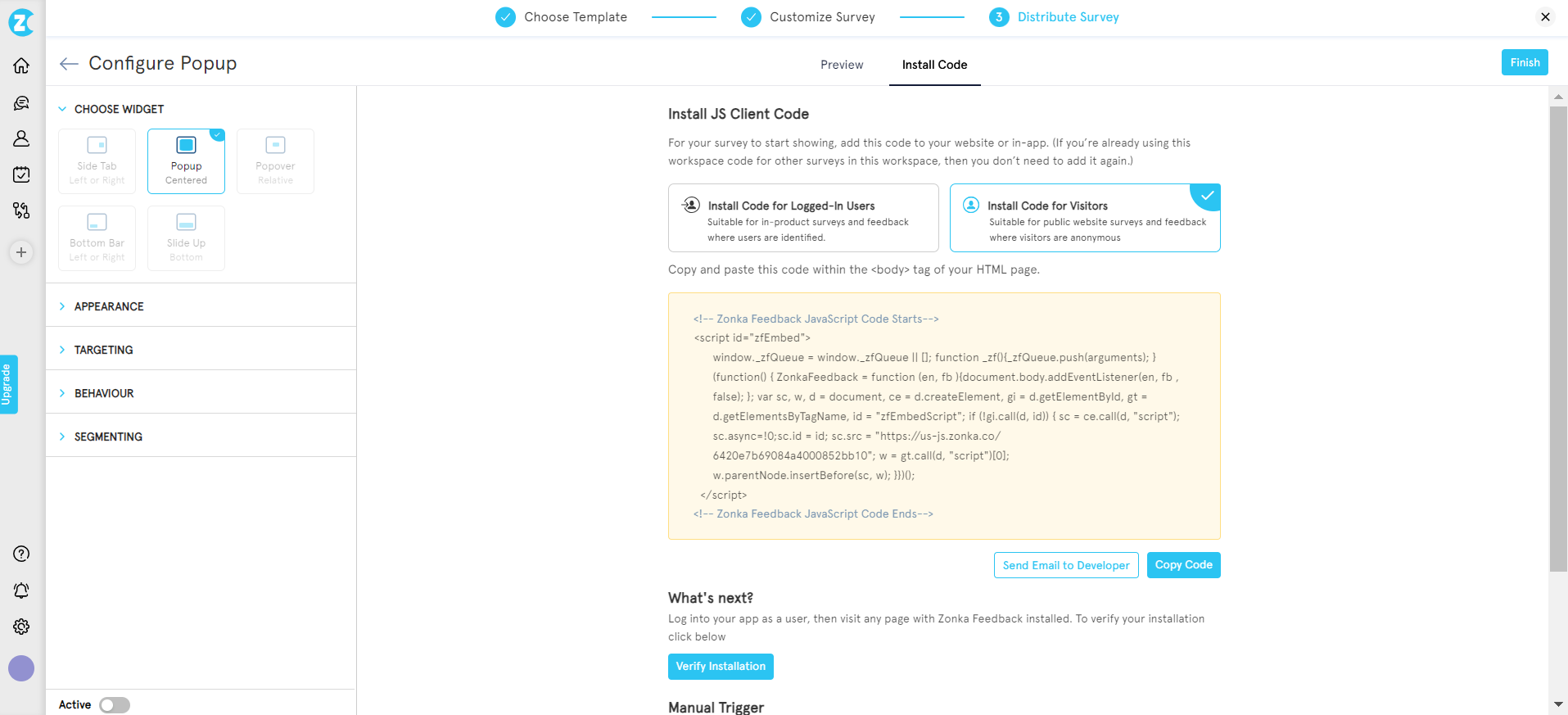 Popup Surveys Zonka Feedback Survey Setup