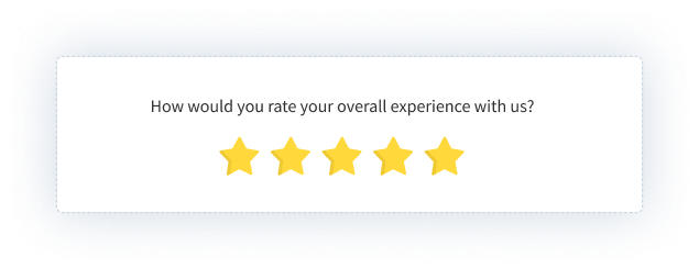 Popup survey questions on overall experience