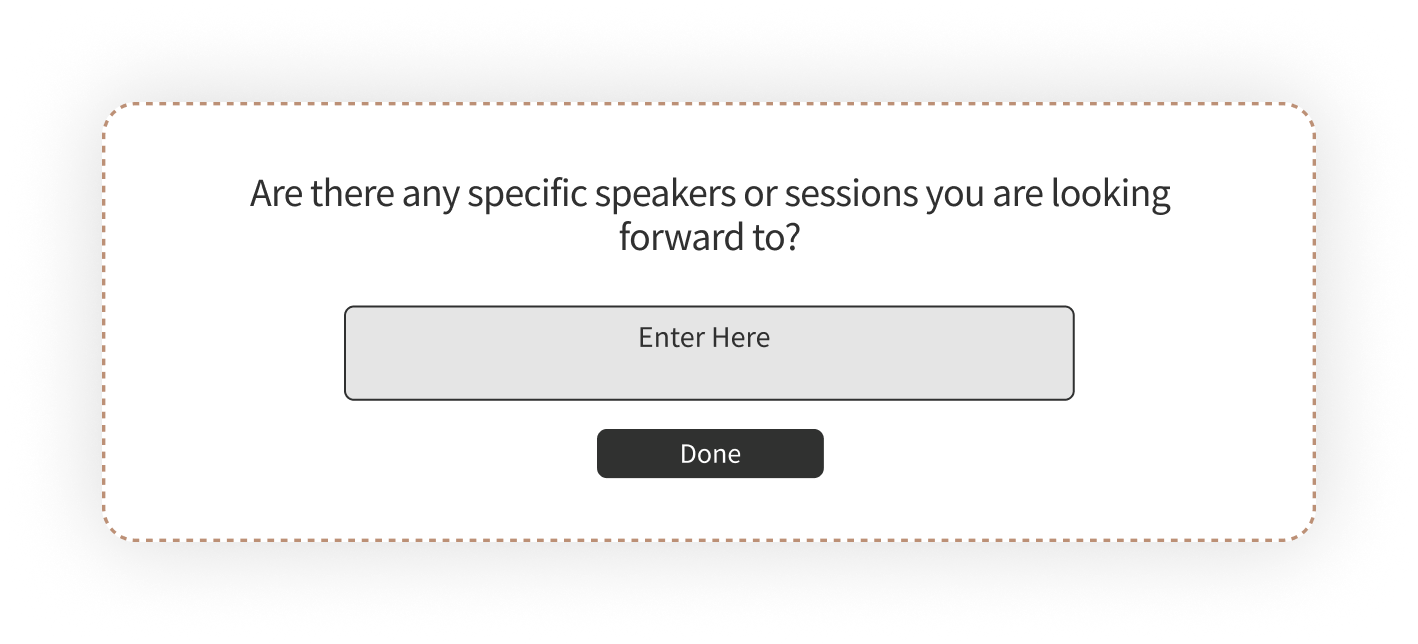 Pre event feedback survey question