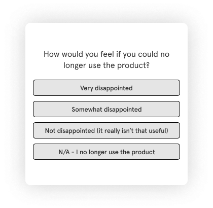 Product Market Fit Popup Survey Questions