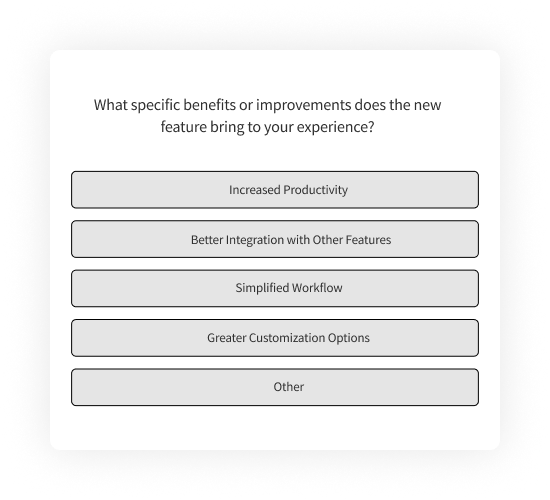 Product Survey Question Examples on New Feature