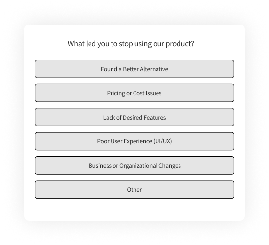 Product Survey Question on Product Churn