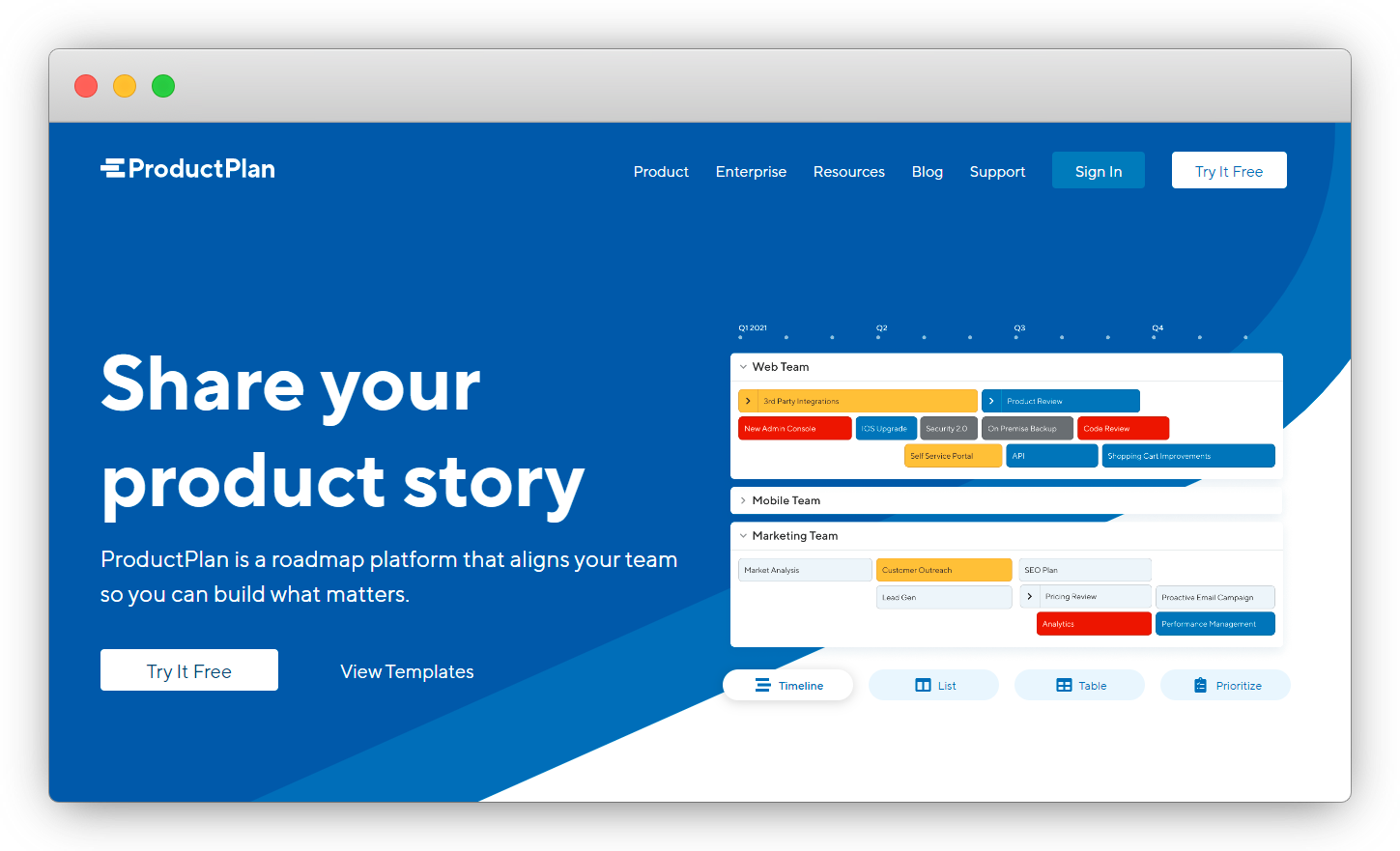 ProductPlan, a Roadmapping and Product Management tool
