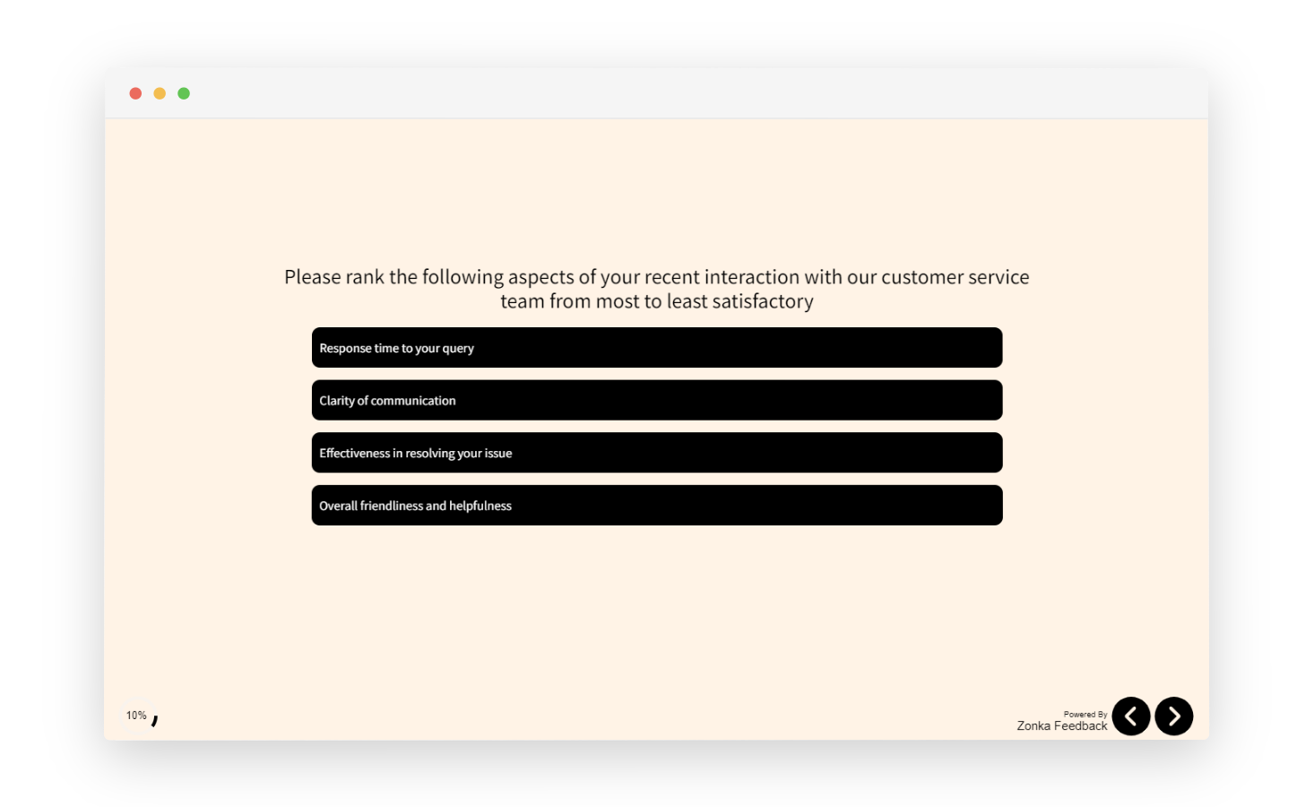 Ranking Survey Question Customer Service Feedback