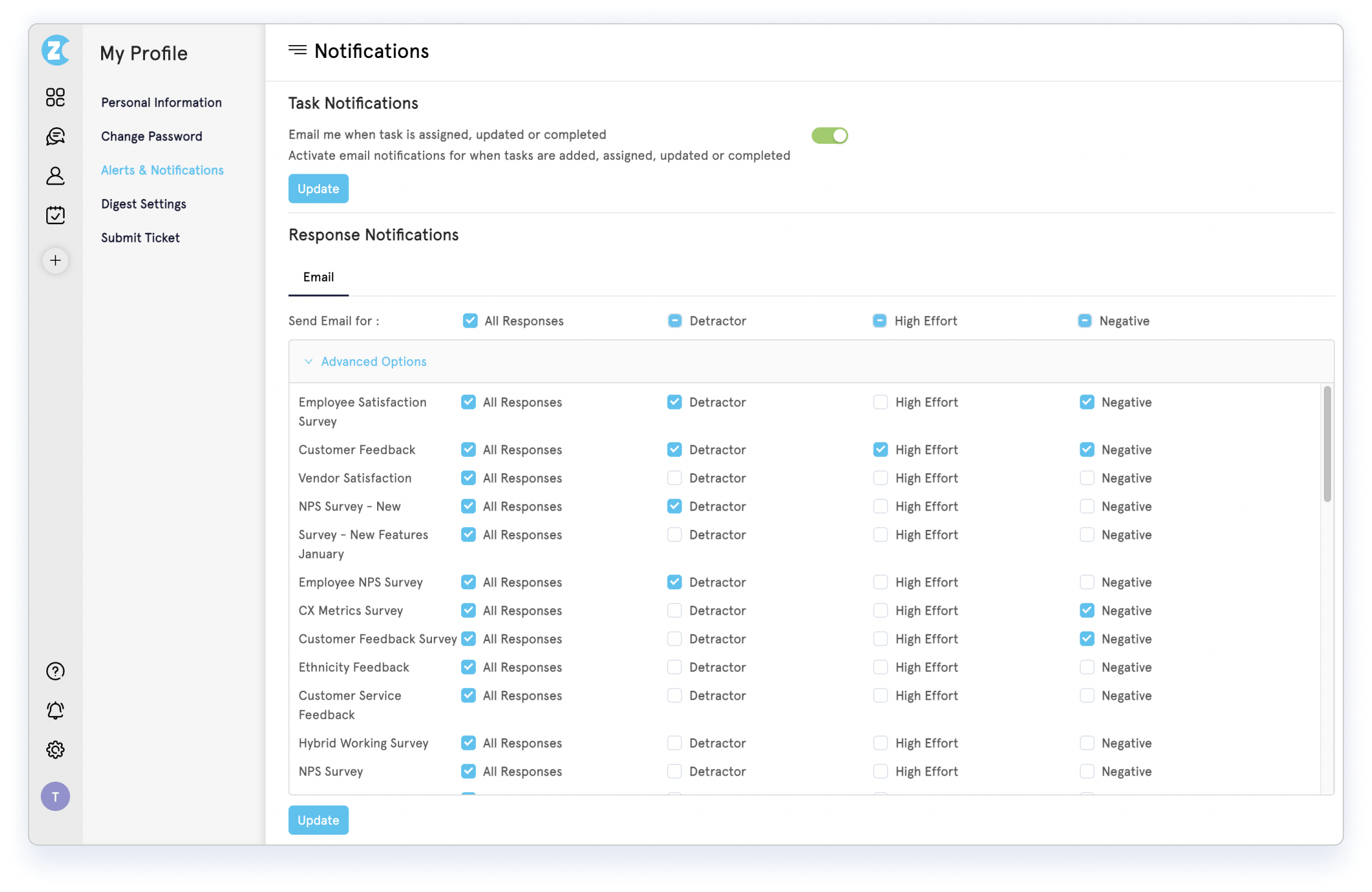 Response Notifications, closing feedback loop