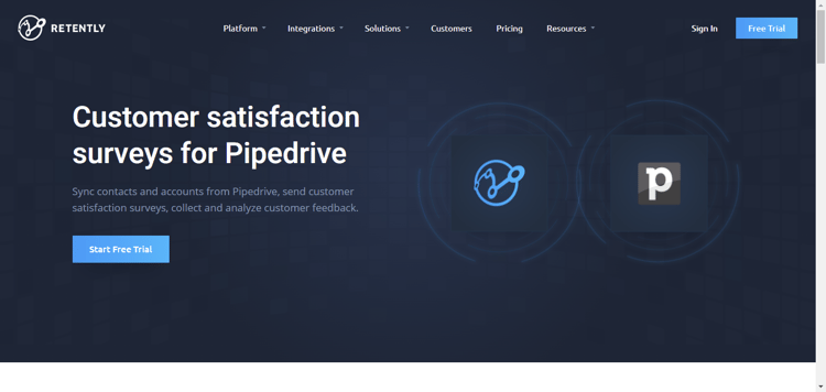 Retently nps tools for Pipedrive