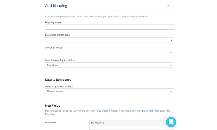Salesforce survey examples - Custom Mapping
