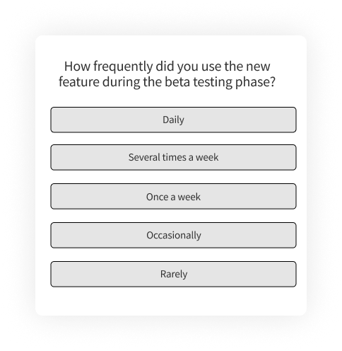 Sample Beta Test Questions on New Features