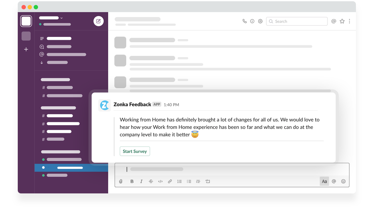 Send Zonka Feedback Survey Invitation to Slack Users & Channels