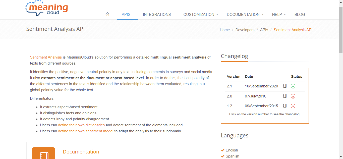 Sentiment-Analysis-API-MeaningCloud sentiment analysis tools