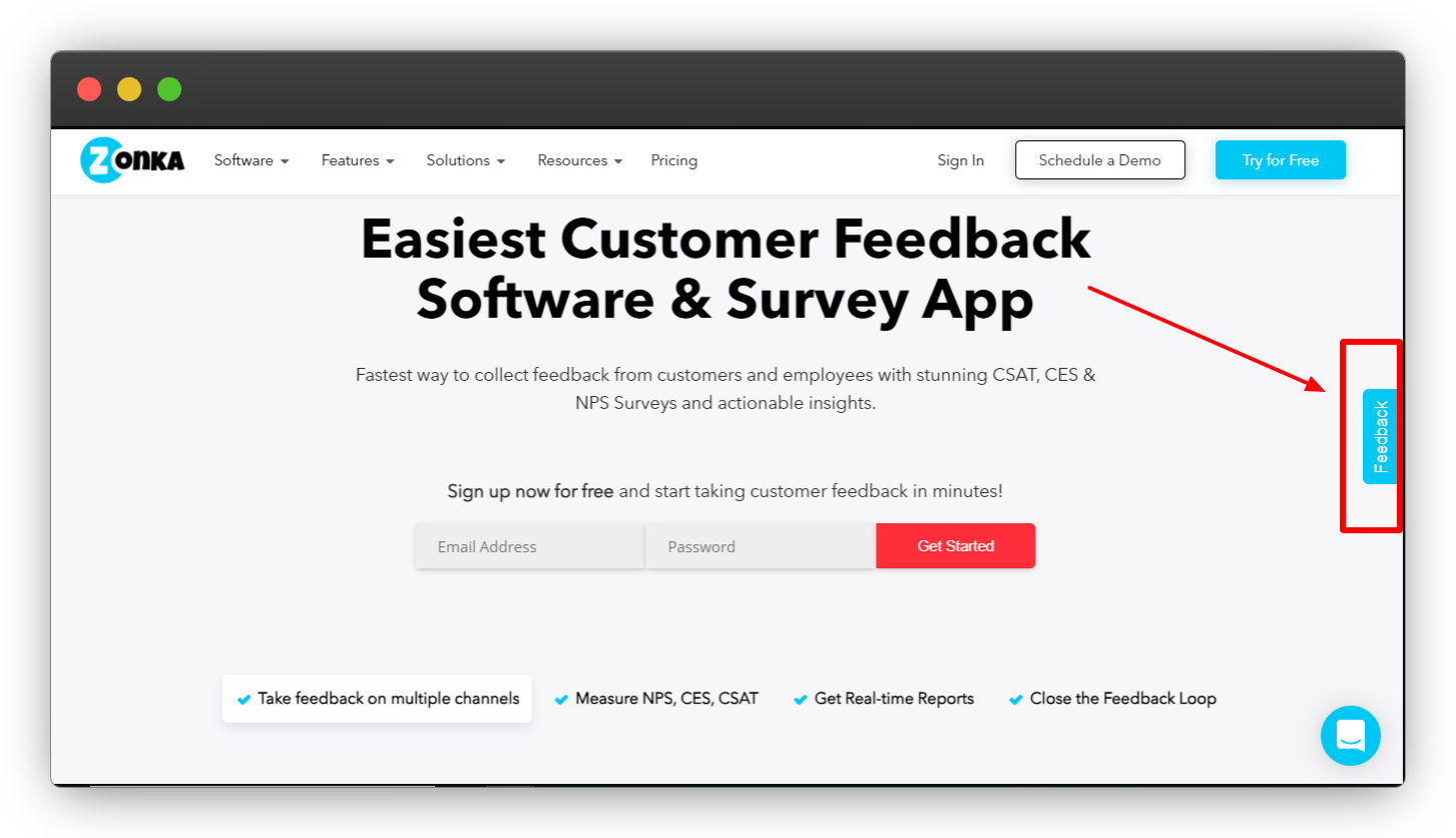 Feedback on website feedback button