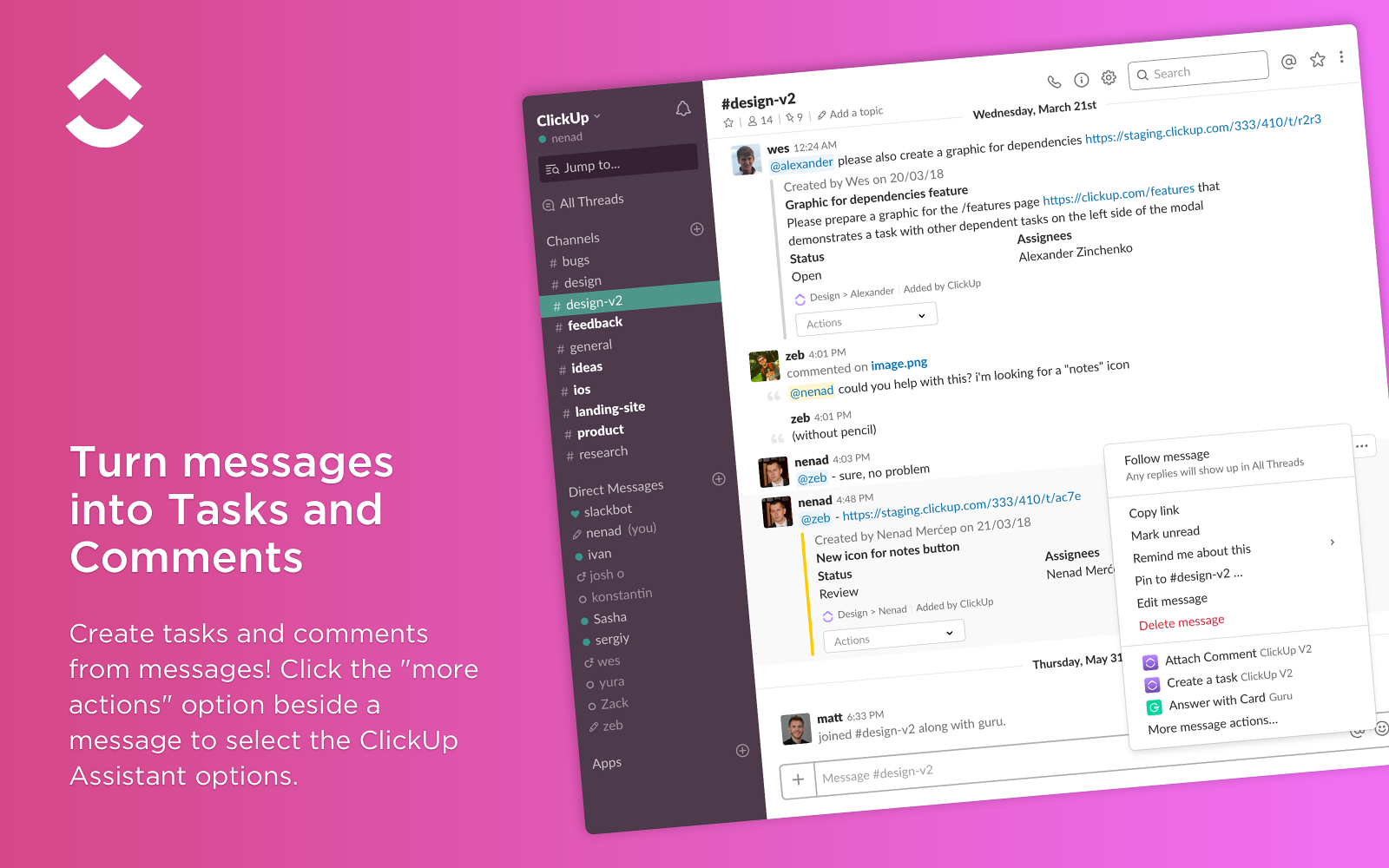 Slack Apps ClickUp