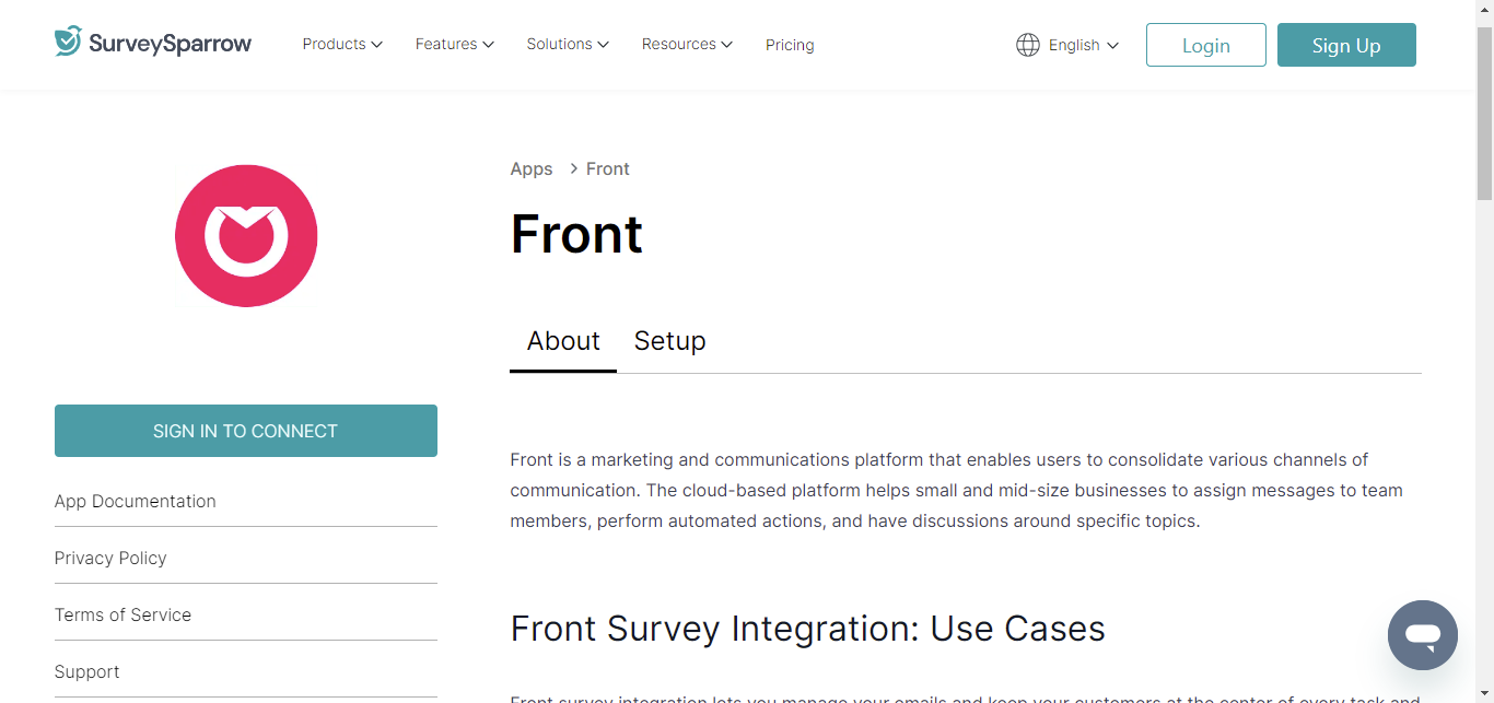 SurveySparrow survey tools with front integration