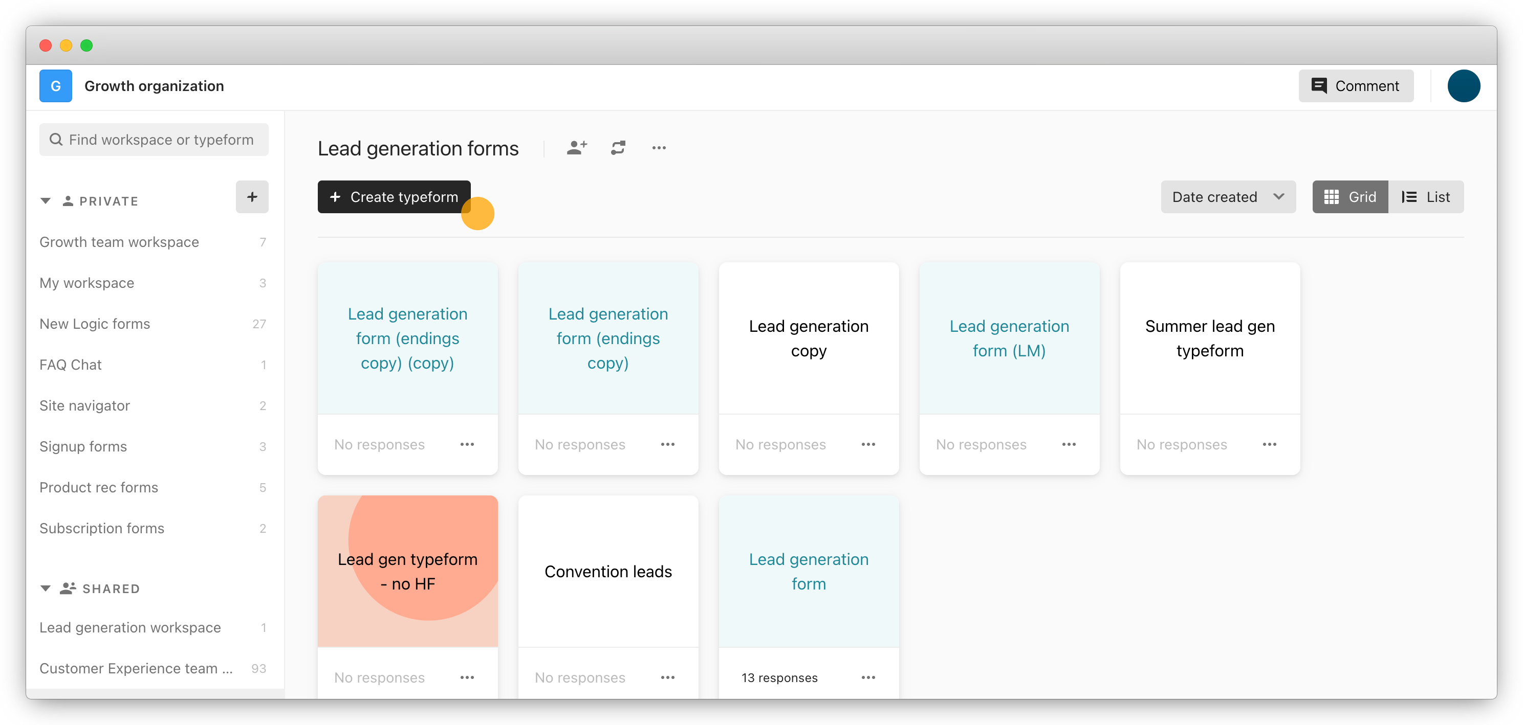 An image showing the twentieth Survey Builder tool, Typeform 