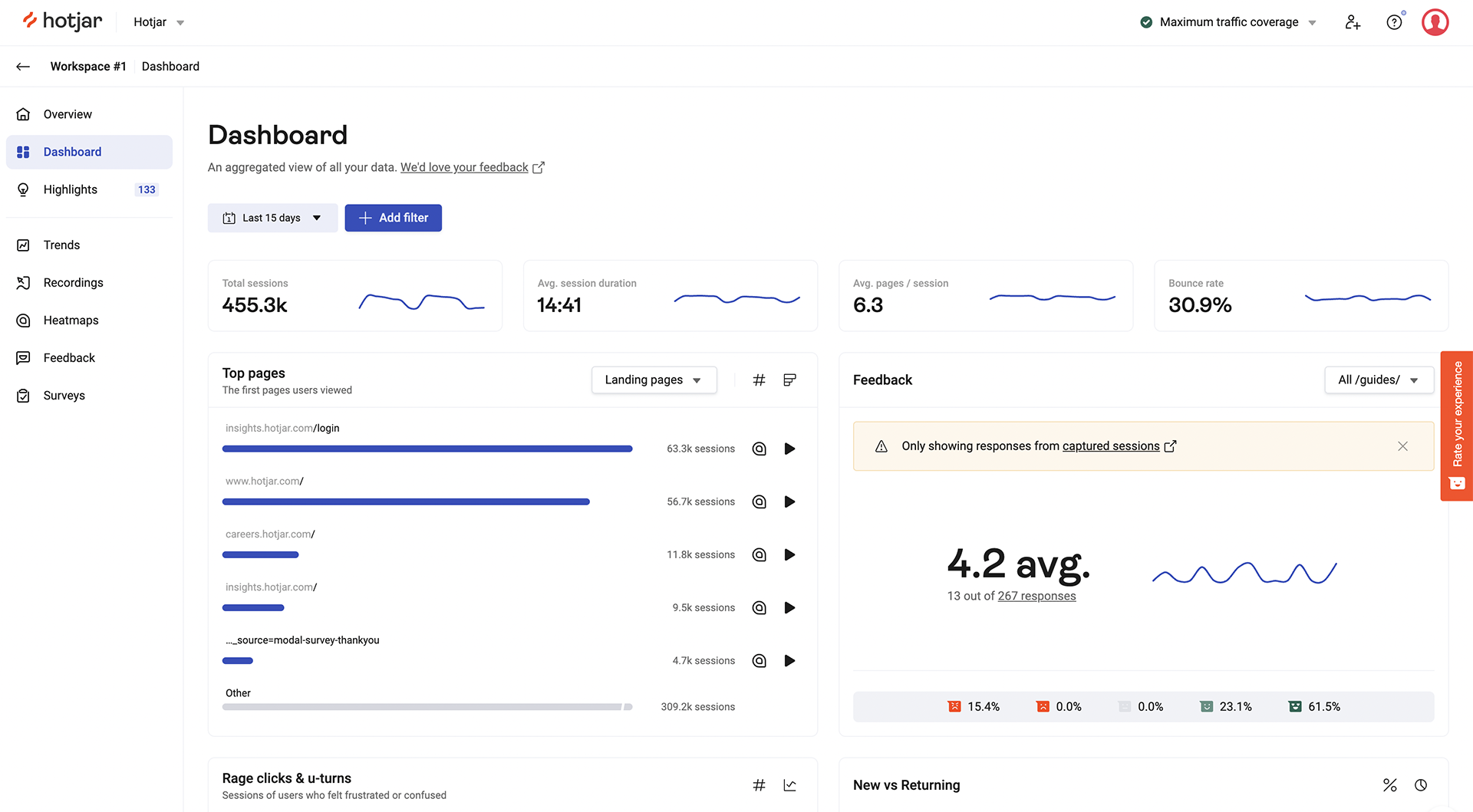 Visual feedback Tools Hotjar