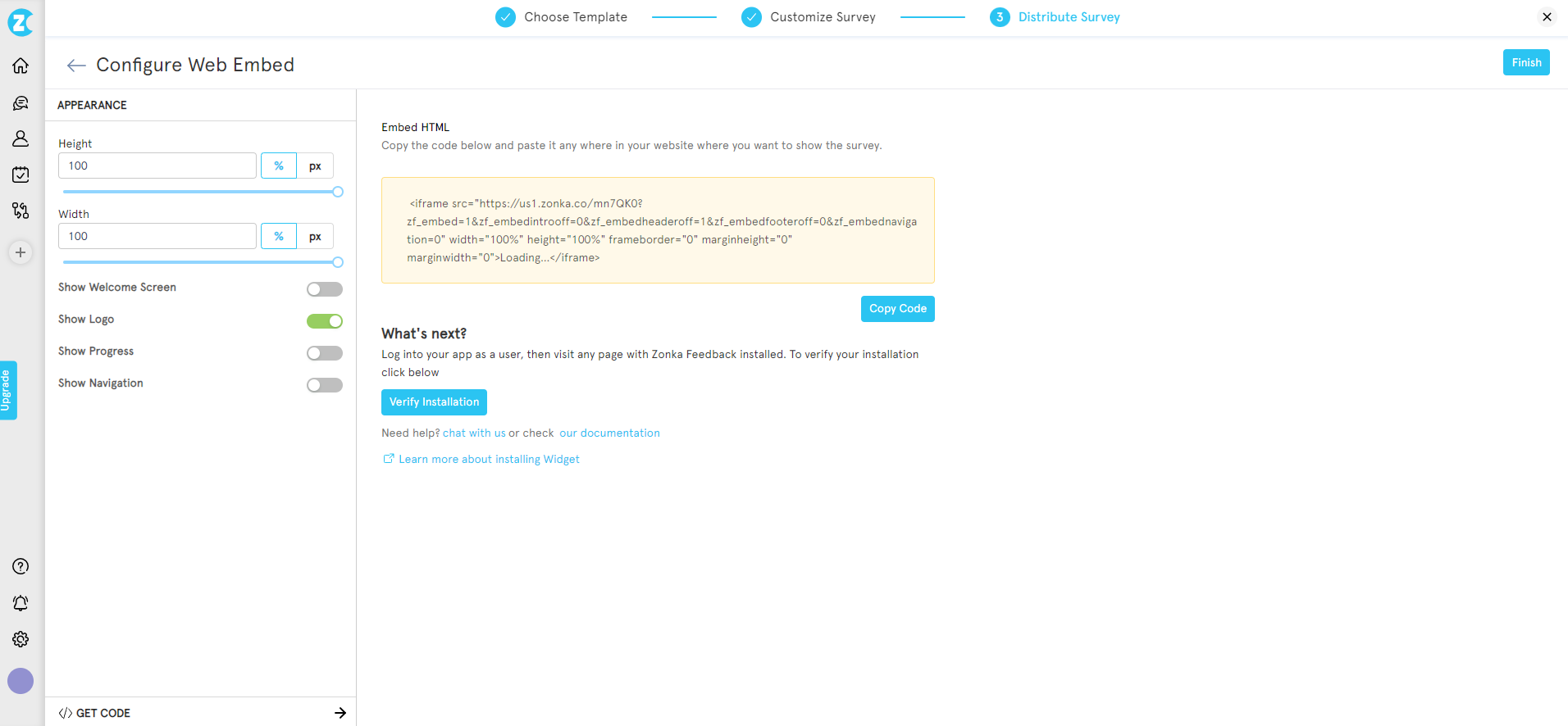 Website Embedded Surveys Zonka Feedback Code