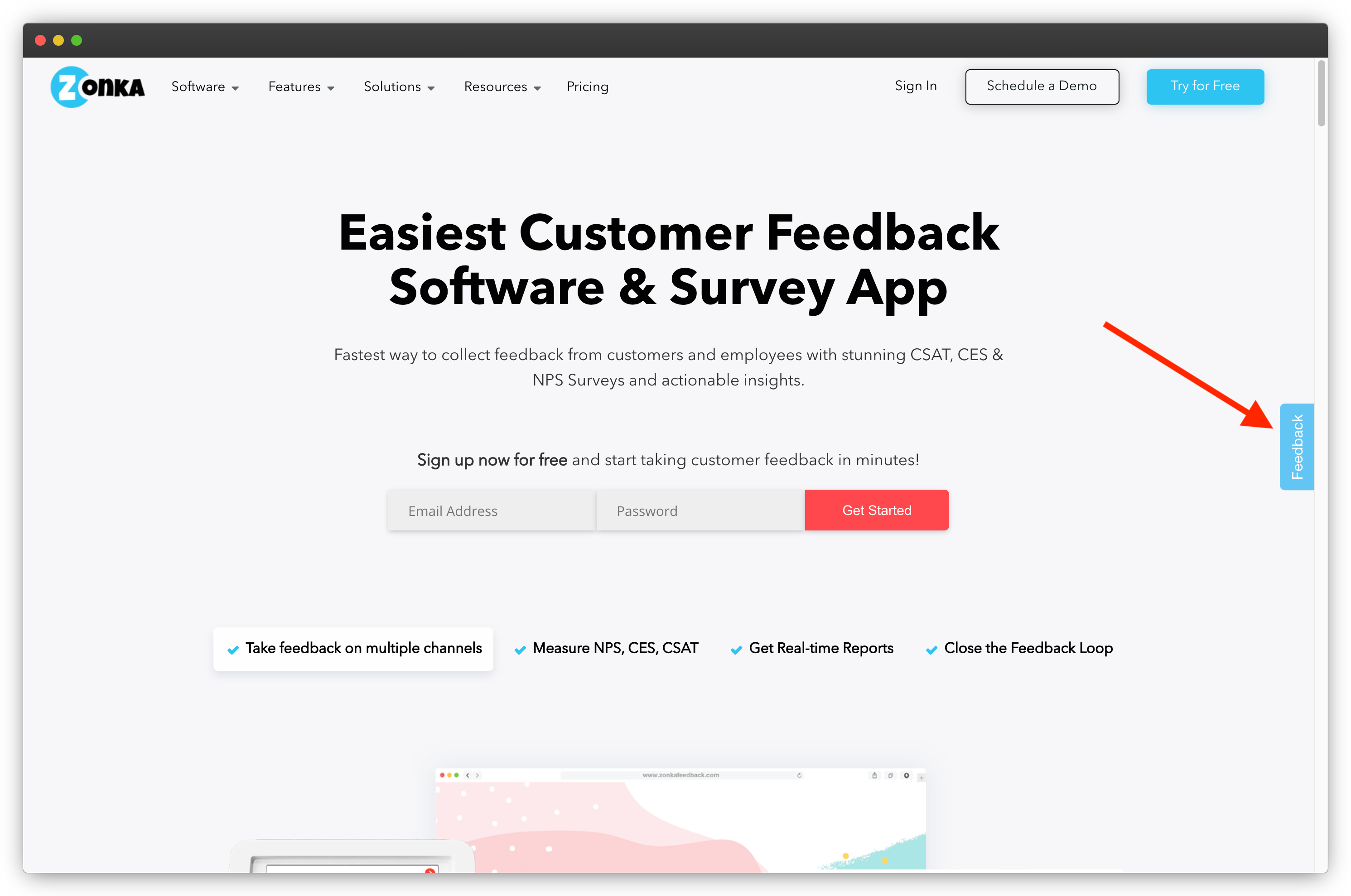 SaaS Feedback Survey on Website - Feedback Button