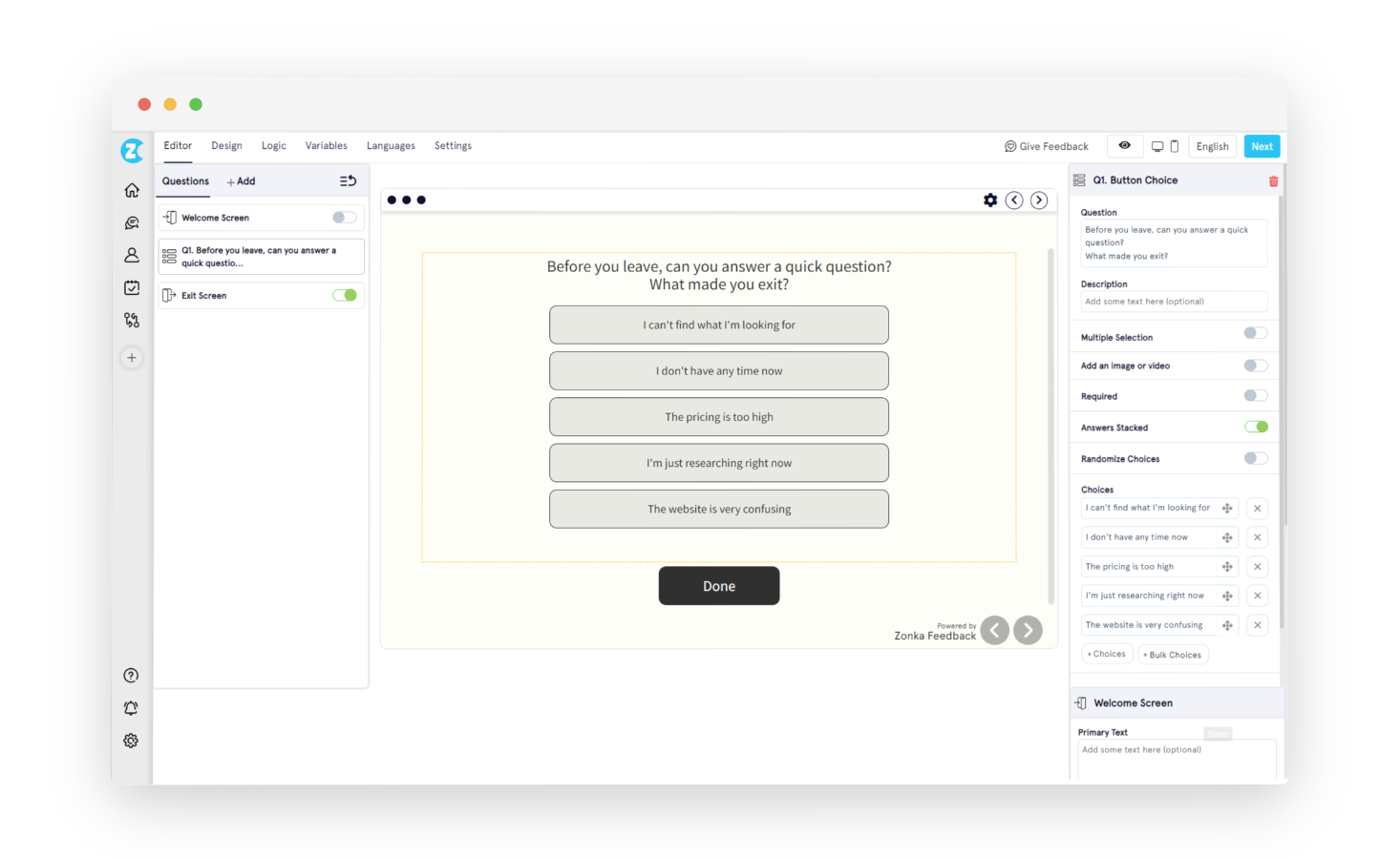 Website Surveys - Zonka Feedback Survey Builder