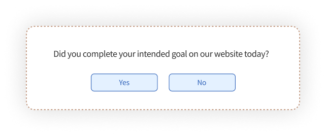 Website exit intent survey question on goal completion