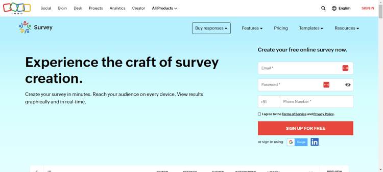 Zoho Survey SurveyMonkey alternative
