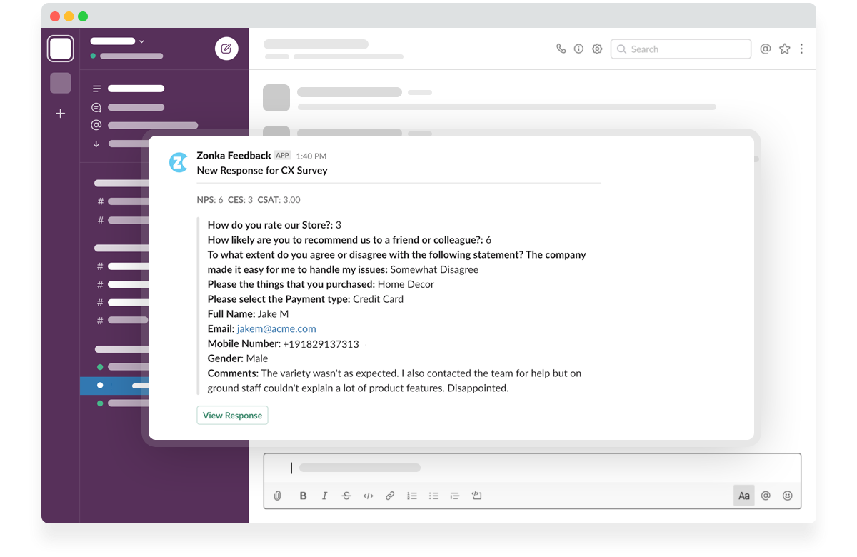 Zonka Feedback New Survey Response Notifications in Slack