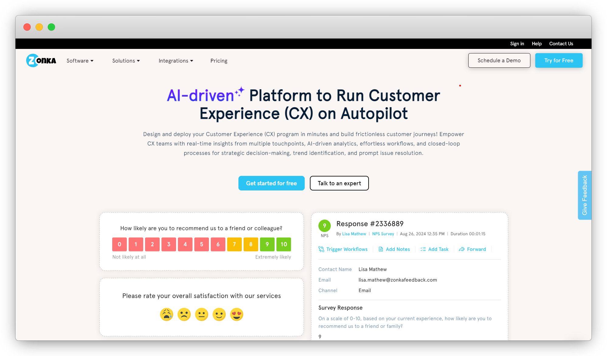 An image showing a great feedback tool to gather feedback, Zonka Feedback to not just gather survey responses but also helps you to collect multiple types of customer feedback in customer journey, analyze gathered valuable feedback, identify trends in qualitative feedback and drive your business growth
