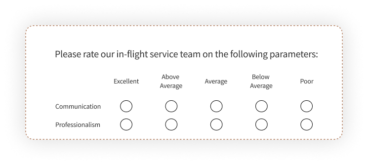 airline feedback form question on flight crew