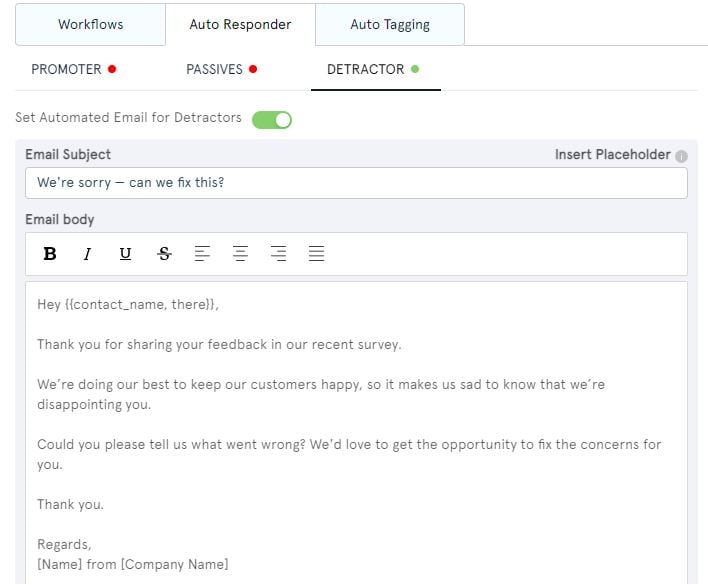 auto response post collecting feedback on website to share incentive with the participants