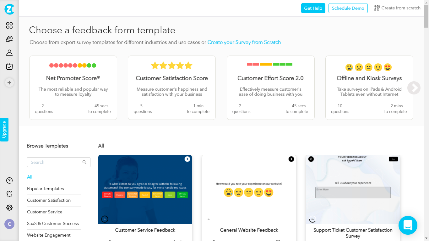 choose Survey Template