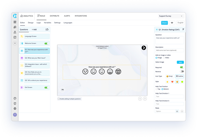 code free survey builder add questions with a click