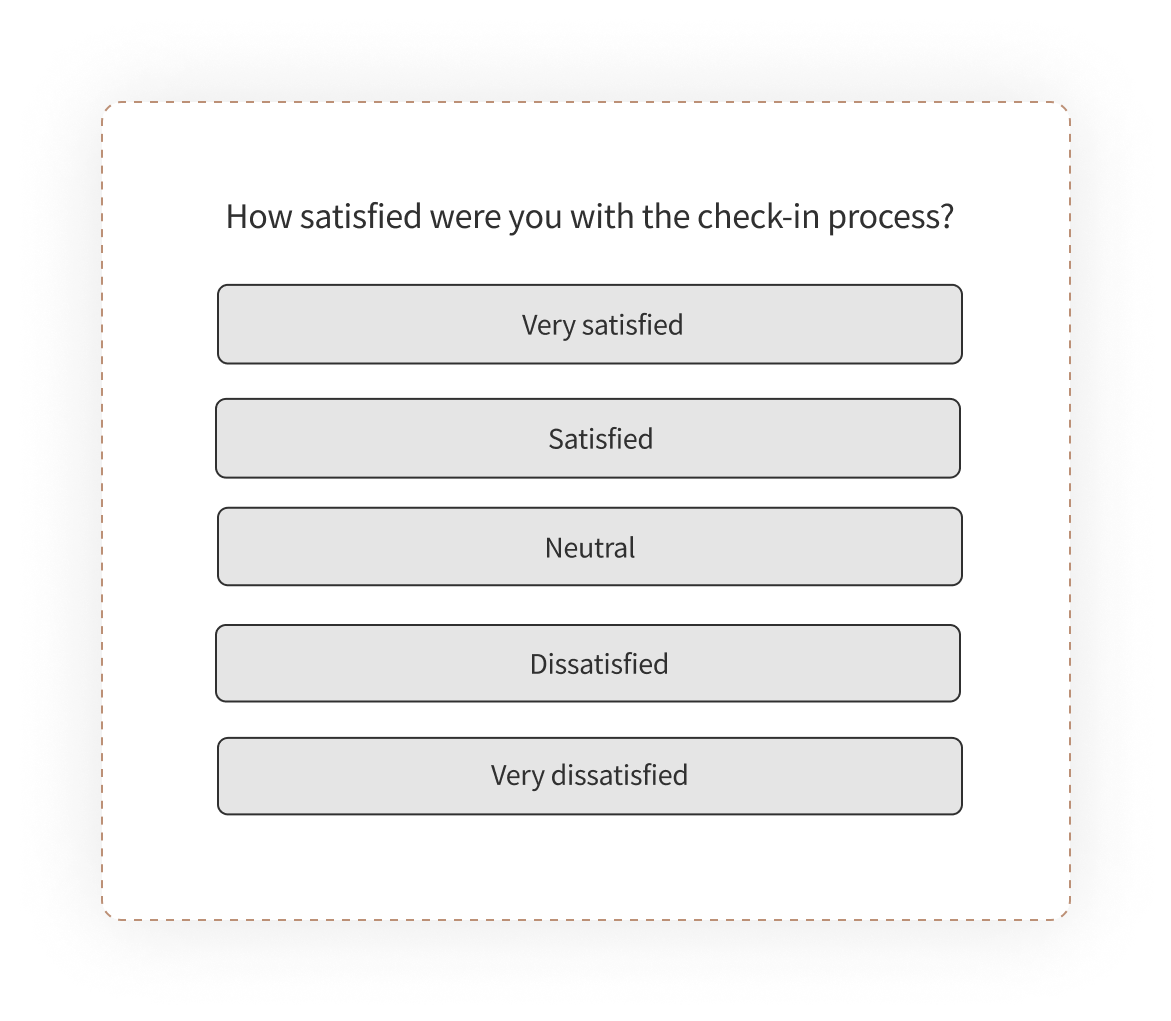 example of multiple choice question - passenger feedback