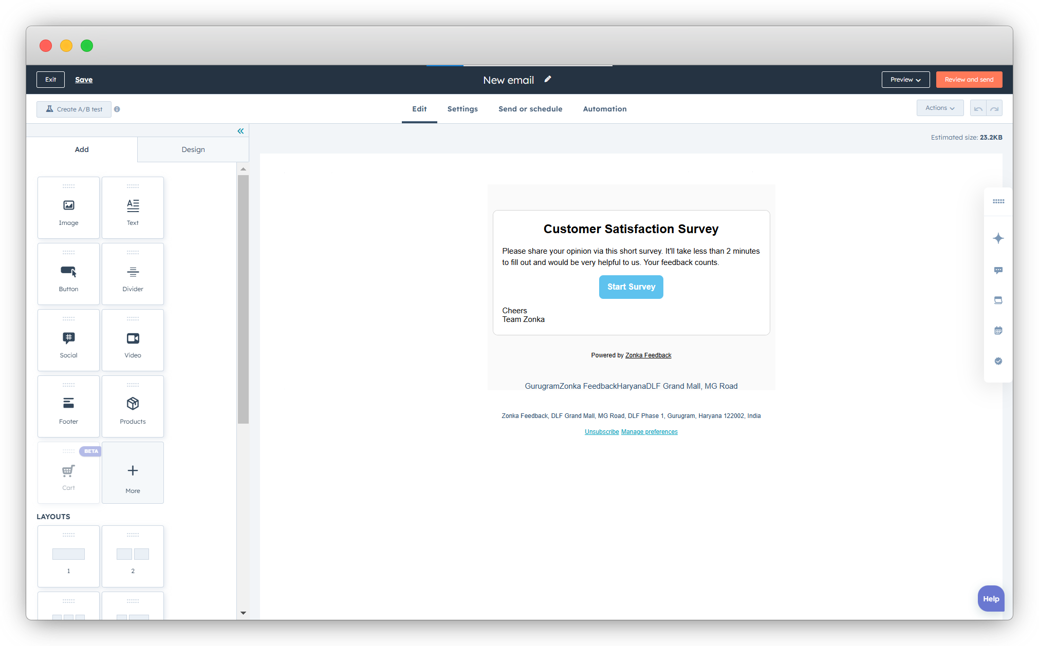 Embedded survey in HubSpot