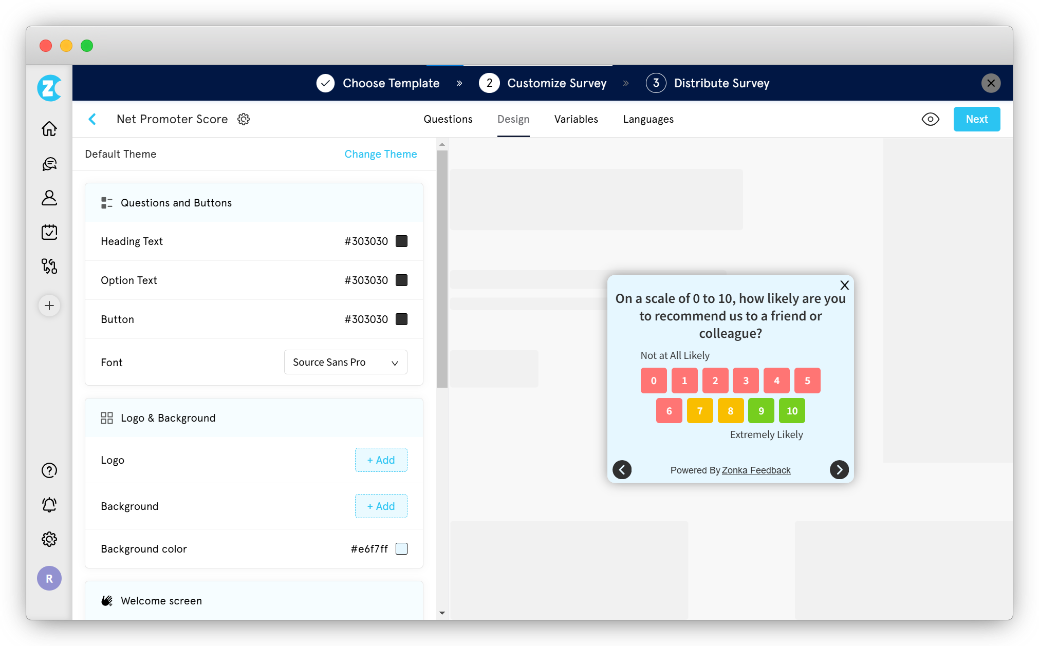 Customize NPS Survey
