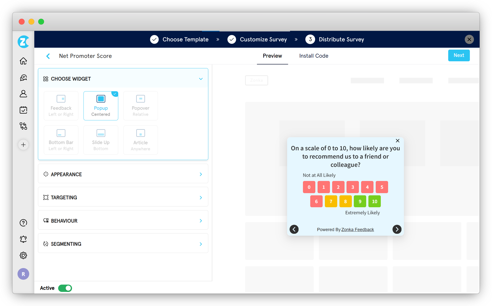 Advanced setting for survey