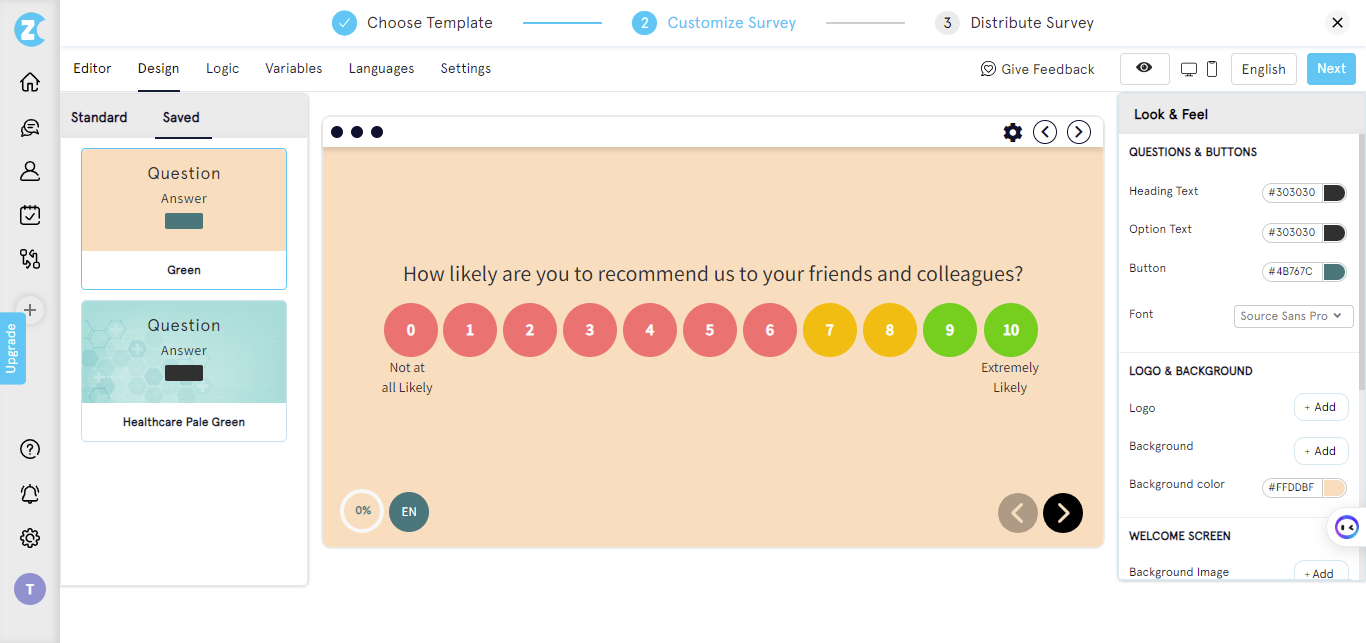 how to create a survey-look and feel design