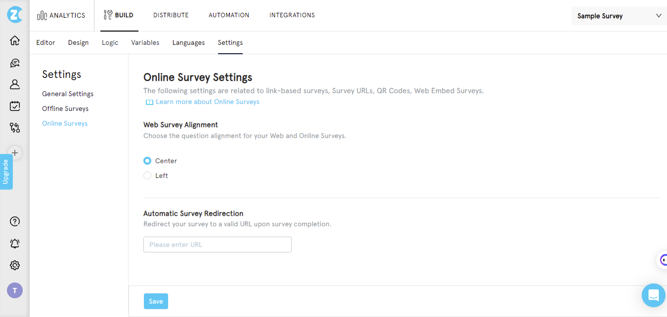 how to create a survey-settings online
