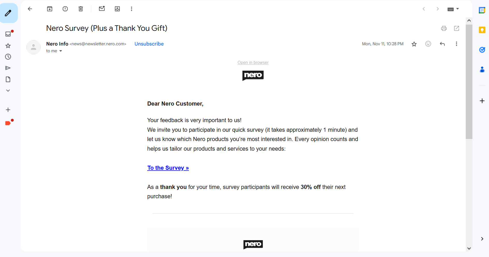 NPS Email example - NERO
