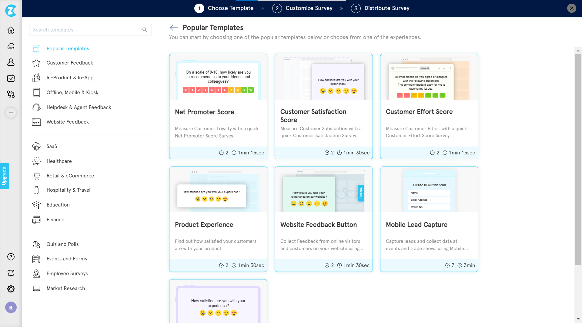 Choose Template for online Survey