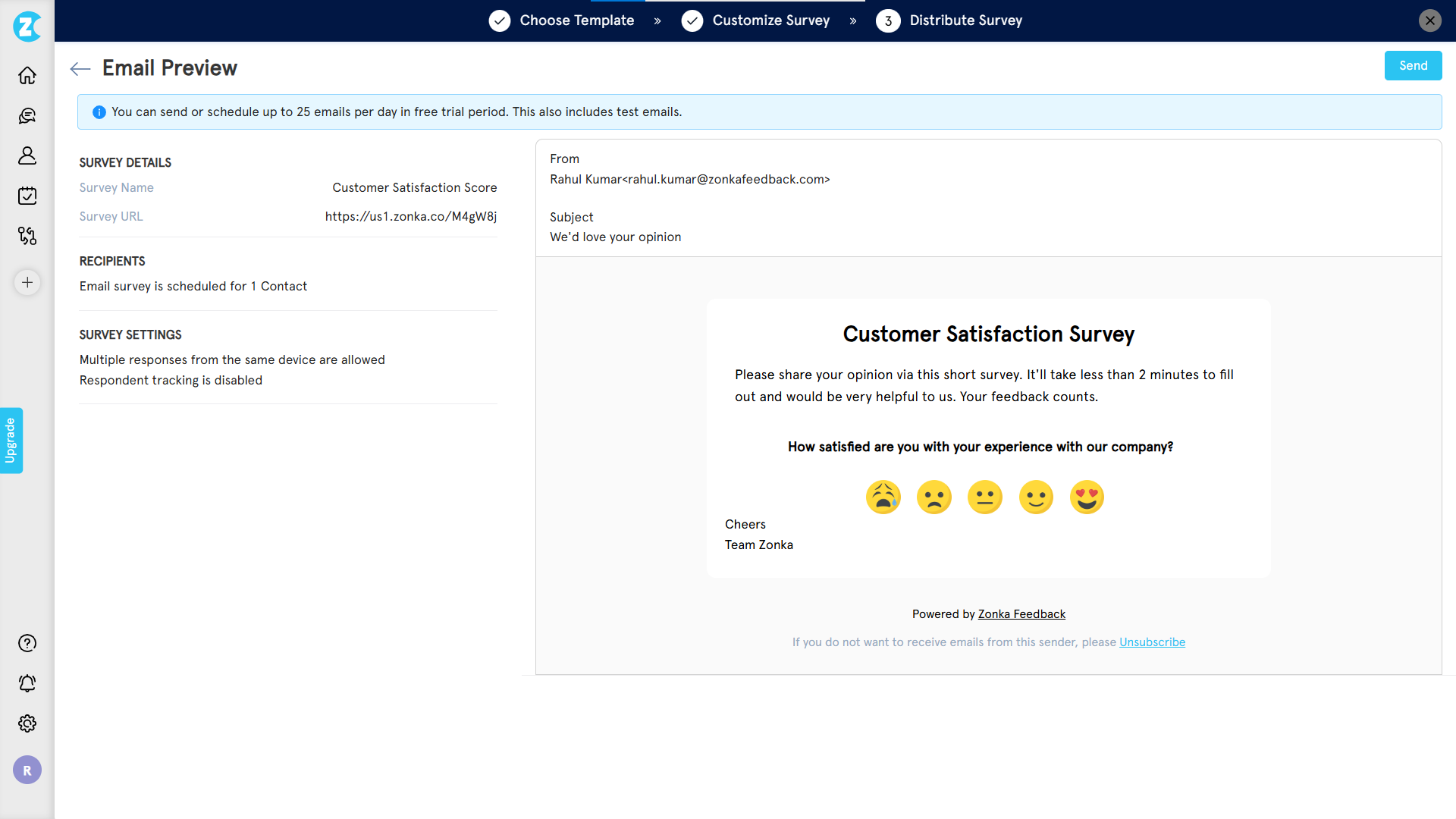 Preview your Email survey before sending