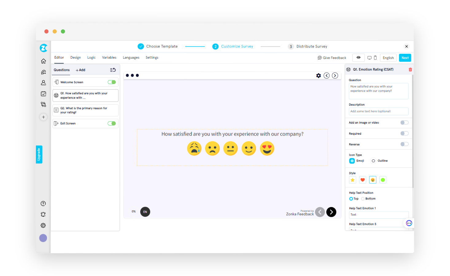 sentiment analysis to improve csat- create survey on zonka feedback