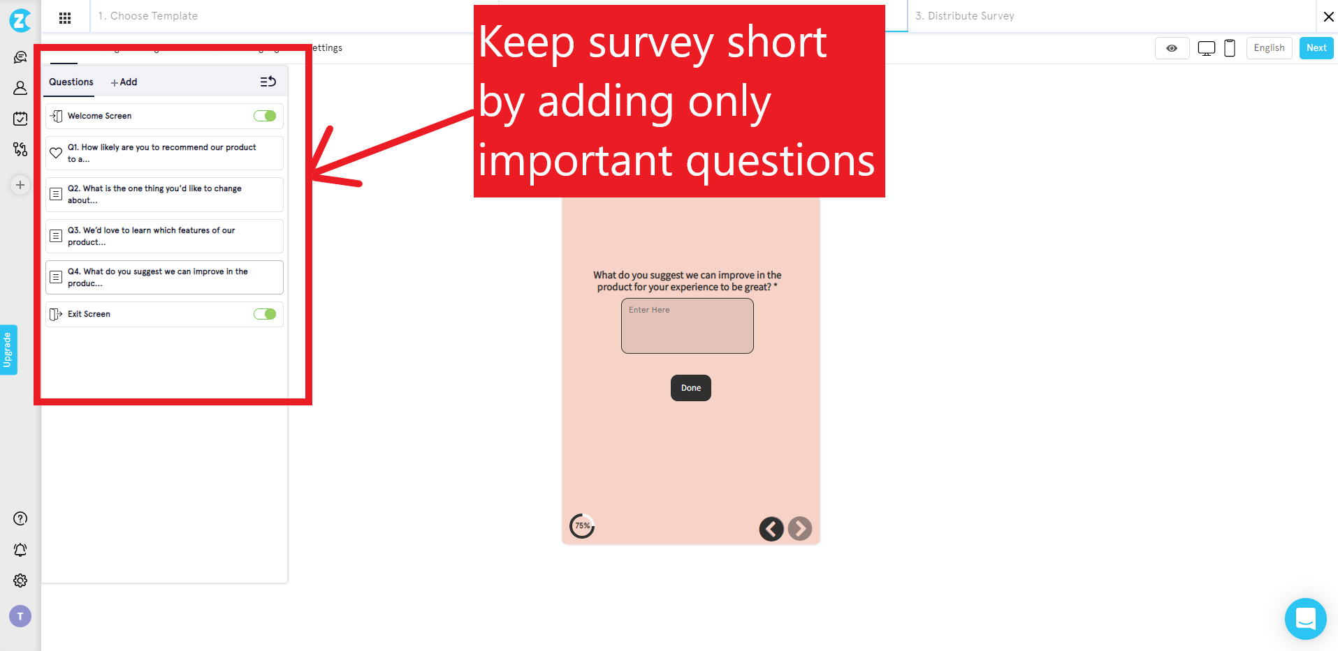 keep in app surveys short