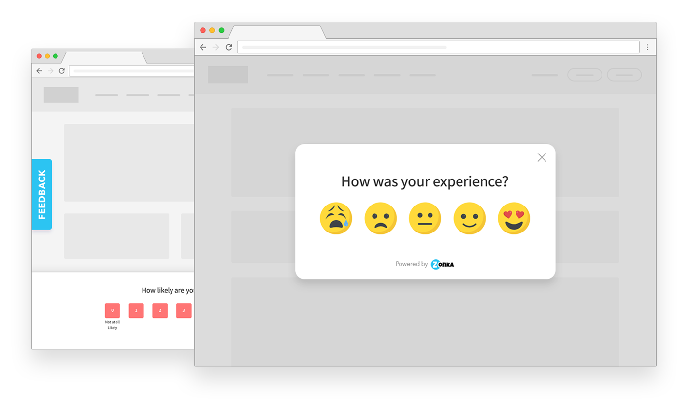free feedback widget for website - pop up survey with emoji scale