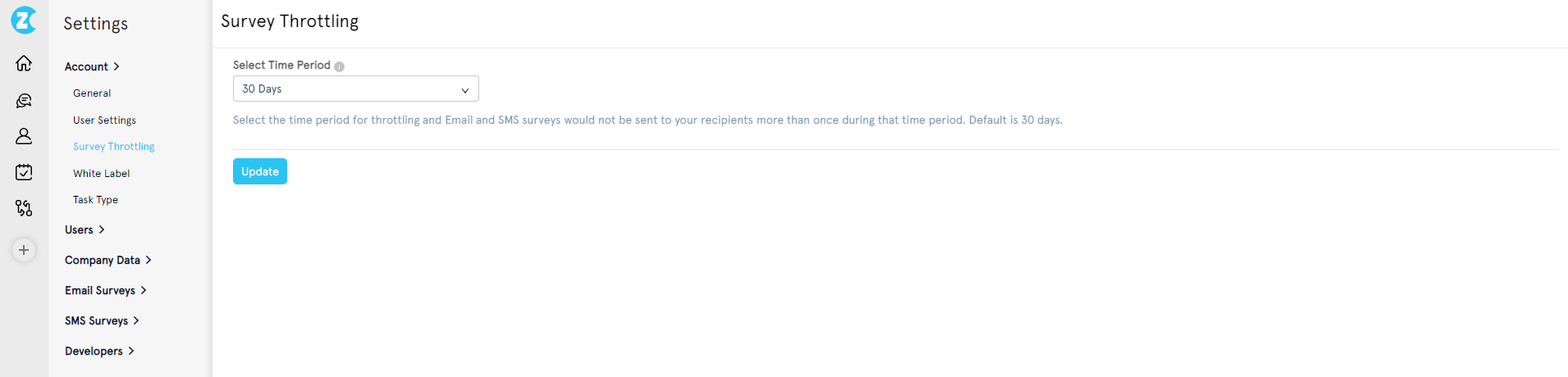 survey throttling - SaaS nps survey